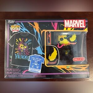 FUNKO POP MARVEL VENOM BLACKLIGHT T-SHIRT BOX SET NEW IN BOX SEALED